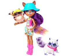 Enchantimals FJJ29 - Campeggio nel Bosco - Bambola - 2 Cuccioli - Accessori