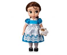 Bambola di Belle della collezione Animator per Disney Store, La Bella e la Bestia, 39 cm/15, con capelli realistici, outfit, scarpe, peluche di pecorella di raso, bambola da collezione, età 3+