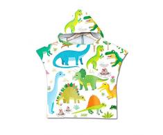 Chickwin Asciugamano Poncho Bambino, Cartone Animato Kids Accappatoio Microfibra Asciugatura da Bagno con Cappuccio Asciugatura Rapida per Spiaggia Bagno (60 * 80cm,Dinosauro)