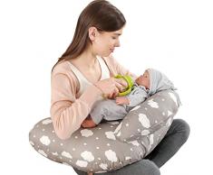LabTEC Cuscino per allattamento, cuscino multifunzionale per allattamento al seno con cinturino in vita regolabile e recinzione di sicurezza, federa rimovibile in 100% cotone, regalo per la gravidanza