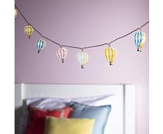 Lights4fun - Catena di Luci Decorative per Bambini con Mongolfiere e 12 LED Bianco Caldo a Pile