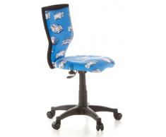hjh OFFICE 670050 Sedia da ufficio per bambini KIDDY LUX tessuto di maglia blu con motivi automobili, regolabile in altezza, ideale per linizio dellanno scolastico, schienale e sedile ergonomico, imbottita