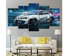 XXXCH Quadro su Tela - Cinque 5 Tele Fantastica Macchina Sportiva da Corsa Immagine di Arte della Parete Quadri Moderni Arredo per Soggiorno Salotto Camera da Letto Cucina Ufficio Bar Risto 200X100CM