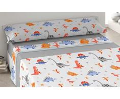 Degrees home - Jurasic - Lenzuola per bambini 90 x 190 - Set di lenzuola per bambini 90 x 190 - Lenzuola 50% cotone 50% poliestere - 3 pezzi - Grigio, SGJ090G
