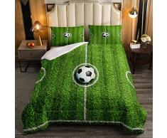 Set di biancheria da letto per bambini con palla da calcio e piumone per ragazzi e uomini verde campo da calcio set traspirante sport piumone inserto/trapunta singolo formato