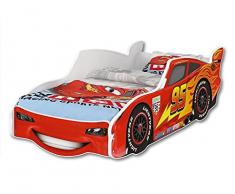 iGLOBAL - Letto per bambini Zig Zag Lightning McQueen Cars 3, con rete a doghe, 160 x 80 cm (160 x 80 cm con materasso)