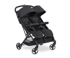 Hauck Passeggino Doppio Swift X Duo Leggero, Città e Vacanza, 36 kg Portata, Due Bambini, Posizione Nanna, Pieghevole Compatto con Una Mano, Cappotta XL Disponibile in Opzione, Nero