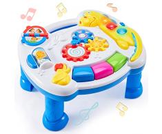 TOEY PLAY Tavolo Musicale Bambini - Giochi Musicali Bambini 1 Anno - Dinosauro Tavolino Gioco - Centro attività Neonato - Tavolo Multiattivita - Luci e Suoni - Regalo per Bambino 12 18 Mesi