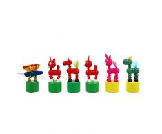STOBOK 6 Pezzi di Figurine di Animali in Legno Giocattolo Danza a Dondolo Altalena Danza Corpo Giraffa Marionette da Dito Push up Giocattoli per Bambini (Stile Casuale)