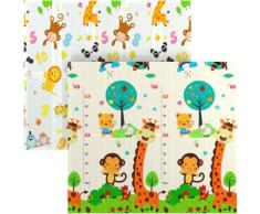 WOWBABY - Tappeto Gioco Bambini Pieghevole, Tappeto Neonato Gattonamento, Grande 200x180cm, Tappetone Sicuro, Antiurto, Antiscivolo, Protegge dal pavimento Freddo ed è Impermeabile (Bosco Incantato)