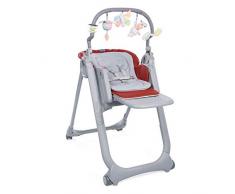 Chicco Polly Magic Relax Seggiolone Pappa per 0 Mesi - 3 Anni (15 kg), Regolabile con 4 Ruote, Reclinabile a Sdraietta, Chiusura Compatta, Barra Gioco e Cuscino Riduttore - Rosso