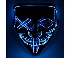 Halloween LED Maschere, Maschera di Spurgo a LED, 3 Modalità di Illuminazione, Maschere Luminose per Adulti e Bambini, Maschere Notte del Giudizio, Maschera Horror a LED per Halloween, Cosplay e Feste