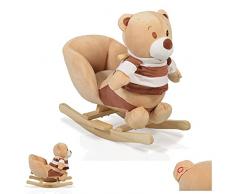 Moni Peluche a Dondolo Animale a Dondolo Orso Marrone WJ-635, Manici in Legno da 12 Mesi