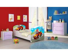 Letto per bambino Cameretta per bambino con materasso Cassetto ACMA I (03 Macchina sportiva, 180x80)