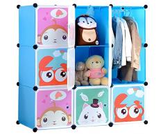 BRIAN & DANY Armadio Modulare Bambini, Portatile Guardaroba, Armadietto in Moduli Plastici, Blu, 110 x 47 x 110 cm