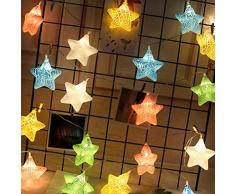 LEDMOMO 3M 20 LED Stringhe luminose a stelle colorate alimentate a batteria luci natalizie per il patio di Natale Camera da letto per esterni all'aperto Principessa dell'interno del castello Gioca tende (bianco caldo)