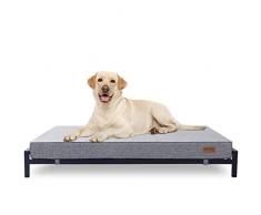 KOPEKS Letto rialzato con materasso per cani e animali domestici, taglia XL, grigio e nero