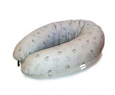 Safe Margot Cuscino Gravidanza per Dormire e per Allattamento Antisoffoco Antireflusso Neonato con Imbottitura in Fiocchi di Fibra e Federa 100% Cotone Made in Italy (Grigio)