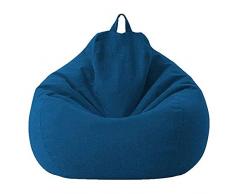 Greenf - Pouf a forma di pera per adulti e bambini, gigante e senza imbottitura, grande poltrona, per salotto, interni ed esterni, S: 70 x 80 cm, blu