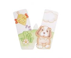 THUN - Lettera W da Parete con Cane e Aquilone - Accessori Cameretta Bambini - Decorazione Casa - Legno - 8 h cm