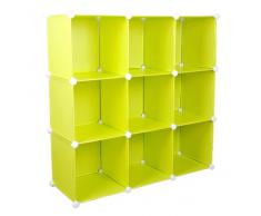 TS Ideen 5193 Scaffale ad Innesto con 9 Scomparti per Ufficio, Disimpegno, Camera dei Ragazzi, Giallo Elettrico