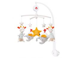 Fehn 053180 - Giostrina musicale con carillonWeißt du wieviel Sternlein stehen e ricamoGlow-in-the-dark per calmare – con fissaggio per il letto per bambini da 0 a 5 mesi, Multicolore