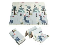 MUSOLEI Tappeto gioco bambini pieghevole Tappeto per bambini Tappetino neonato gattonamento Tappetino per Bambini 150x200x1 cm Morbido Portatile Reversibile e Antiscivolo XPE Motivo animali