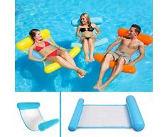 Sinwind Letto Galleggiante, Amaca Gonfiabile 4 in 1 Galleggiante Sdraio Galleggiante Acqua Amaca Acqua Amaca Estate di Nuoto Gonfiabile Galleggiante Sedia a Sdraio per Adulti e Bambini (Blu)