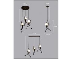 QAZSE Moderno Bello Luce Pendente Creativo Ferro 3 Persone Cartoon Design Lampada A Sospensione Elegante per Bambini Camera da Letto Capezzale Soggiorno Balcone Soffitta Studio Carina Lampadario