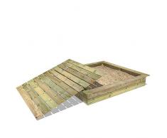 WICKEY Sabbiera in legno King Kong 195 x 195 cm con coperchio per bambini in giardino