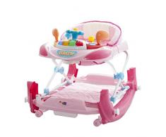 Girello a norma Walker Cars Rocker con dondolo e piatto giochi pratico e leggero (Rosa)