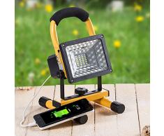 Luci di Lavoro Campeggio Pesca Esterno led Ricaricabile 24 LED 1600 LM, Manutenzione Lampade Portatili Emergenza led con Uscita due USB Porti, Flash Function,IP65, Appendere Mettere Portatile, 360 Angolo di Rotazione, per Illuminazione