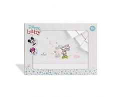 Interbaby Set Lenzuola 100% Cotone Per Lettino Neonato Disney Minnie Bianco E Rosa - 220 g