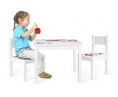 Leomark Yeti Tavolo e 2 sedie in Legno, tavolino Set da cameretta per Bambini, Gioco di Gruppo in Classe, mobili per Bambini, Stanza dei Bambini mobili Alta qualità Stabile, Tema: Farfalle
