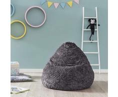Lumaland Fluffy Pouf | Cuscino per cameretta dei Bambini 60 x 45 cm | Rivestimento Lavabile in Peluche | Morbido e Morbido Cuscino da Pavimento | Adatto per Ragazze e Ragazzi | Volume 120 l [Grigio]