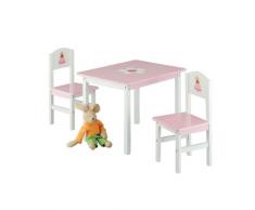 Zeller 13442 Set tavolo (60x48x45 cm) e sedie (28x26x54 cm) per bambini, 3 pezzi, in MDF, motivo principessa