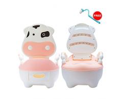 Harpily Vasetto WC per Bimbi Bimbo Vasino per Bambini WC Adorabile Mucca Rosa, Forma Ergonomica, con Imbottito Schienale e Base Antiscivolo (Rosa)