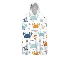 Chickwin Poncho con Cappuccio Asciugamano, Cartone Animato Pescare Accappatoio Poncho in Microfibra Asciugatura Rapida Telo Mare per Spiaggia Nuoto Surf - Adulto Bambini (Corallo Granchio,80x145cm)