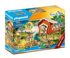 Playmobil Family Fun 71001 Casetta sullalbero con scivolo, Falò con luce a LED, Giocattoli per bambini dai 4 anni