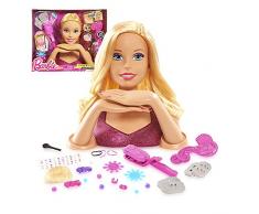 Grandi Giochi Crimp & Color Deluxe Testa di Barbie - Testa da acconciare con la speciale piastra inclusa. I trucchi cambiano colore. 30 accessori inclusi - BAR17000