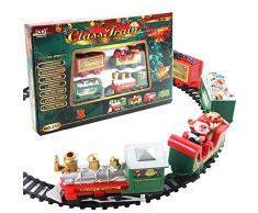 JAWSEU Trenino Natalizio Pista Trenino, Trenino Natalizio sotto Albero Elettrico, Realistico Decorazione sotto Albero di Natale Treno a batterie Gioco addobbi Natalizi