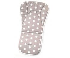 BabyCANGAROO® Copriseduta Passeggino Universale,Riduttore Ovetto Auto,Seggiolone Pappa,Traspirante Anti-Sudore in 100% Cotone, Made In Europe (60 x 33 - Grigio, Pois Bianco - TRENDY POIS)