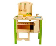 Idena 4100071 - Cucina giocattolo in legno con accessori inclusi, circa 54 x 33,4 x 79,5 cm