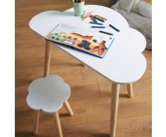 Haus Projekt Scrivania per Bambini e Sabello a forma di Nuvola (4-8 anni), Tavolo Scrivania in Legno per Bambini con Sgabello, Mobili per Bambini, Banco Scuol,a Tavolo per Attività, Cloud desk