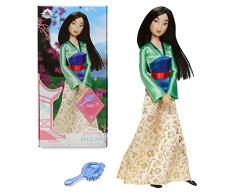 Disney Store bambola ufficiale classica per bambini Mulan, 29 cm, include spazzola con dettagli modellati, completamente posizionabile con vestito in raso - per bimbi dai 3 anni in su
