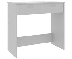 Goliraya Scrivania Moderna in Legno Bianco/Nero/Grigio con 2 Cassetti,Scrivania Computer Moderno,Scrivania Cameretta Moderna,Scrittoio Moderno con Cassetti,Tavolo Consolle Moderno 80x40x75 cm