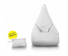 Avalon Pouf Poltrona Sacco Pera in Ecopelle di Dim. 70x130cm Made in Italy + Pochette Omaggio Colore Bianco