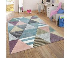 Tappeto per Soggiorno e per la cameretta dei Bambini e dei Ragazzi, in Colori Pastello, con Moderno Motivo in Rosa, Turchese, Menta e Giallo, Dimensione:120x170 cm, Colore:Multicolore 4