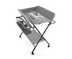 wuuhoo®Melvin fasciatoio esclusivo e pieghevole regolabile in altezza I Fasciatoio pieghevole con/senza ruote e spazio di stoccaggio I Fasciatoio mobile in grigio per neonati e bambini