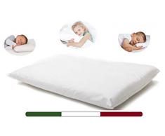 Cuscino Culla Neonato (100% Made in Italy e OEKO-TEX®) - Cuscino Bambino Morbido 40x30 cm - Cuscino Culla Sottile, Traspirante, Antiacaro Con Federa 100% Cotone